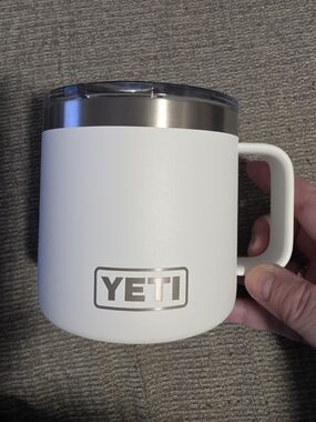 Yeti White Insulated Mug with Stainless Accent